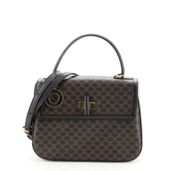 Celine Vintage Convertible Top Handle Bag Macadam Coated Canvas Medium