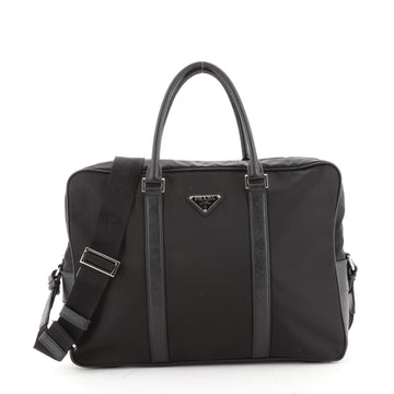 Prada Convertible Zip Around Briefcase Tessuto with Saffiano Leather Medium