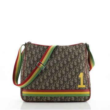 Christian Dior Vintage Rasta Messenger Bag Diorissimo Coated Canvas