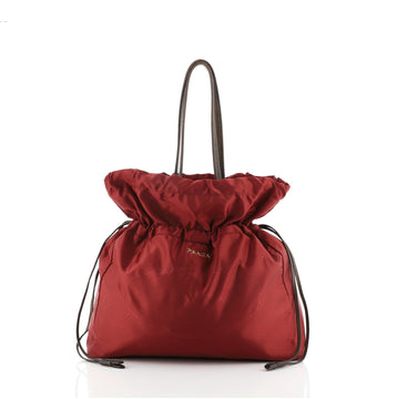 Prada Logo Drawstring Tote Tessuto Medium