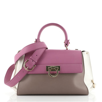 Salvatore Ferragamo Tricolor Sofia Satchel Smooth Leather Medium