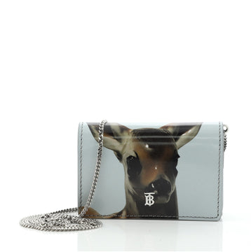 Burberry Jessie Chain Card Case Printed Leather