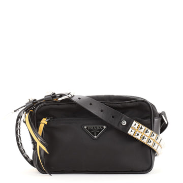 Prada New Vela Shoulder Bag Tessuto with Studded Leather Small