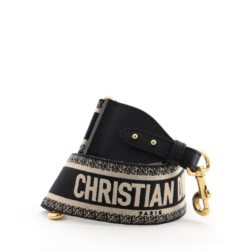 Christian Dior Logo Shoulder Strap Embroidered Canvas