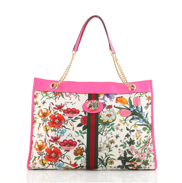 Gucci Rajah Chain Tote Flora Canvas Large