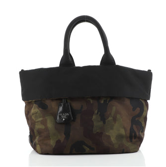 Prada Convertible Double Tote Printed Tessuto