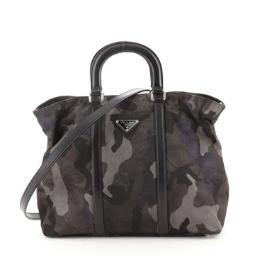 Prada Camouflage Convertible Tote Tessuto with Leather Medium