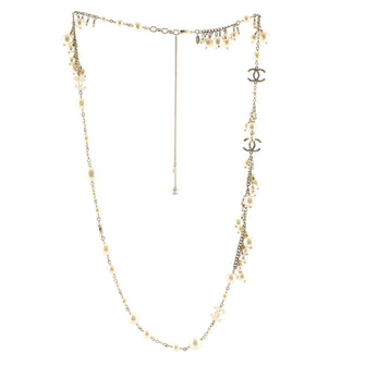 Chanel CC Long Necklace Faux Pearls and Metal