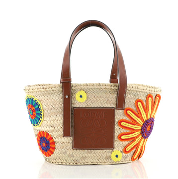 Loewe Basket Tote Woven Raffia with Applique Medium