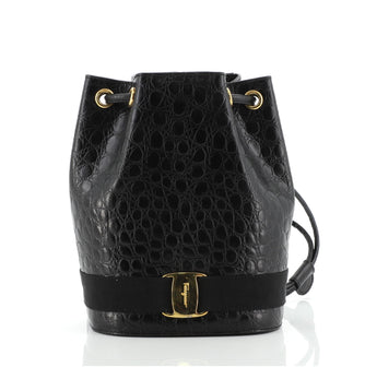 Salvatore Ferragamo Vara Bucket Backpack Embossed Leather Mini
