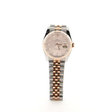 Rolex Oyster Perpetual Datejust Automatic (2000-2010) Watch Stainless Steel and Everose Gold with Diamonds and Mother of Pearl 36