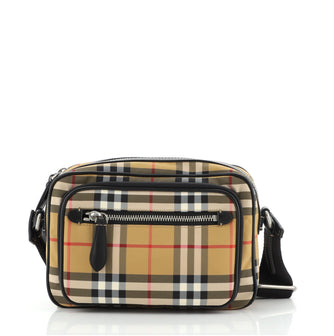 Burberry Front Pocket Crossbody Bag Vintage Check Canvas
