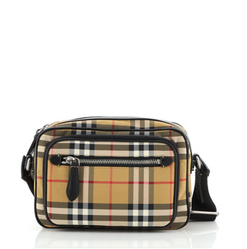 Burberry Front Pocket Crossbody Bag Vintage Check Canvas