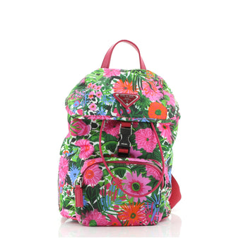 Prada Front Pocket Backpack Printed Tessuto Small