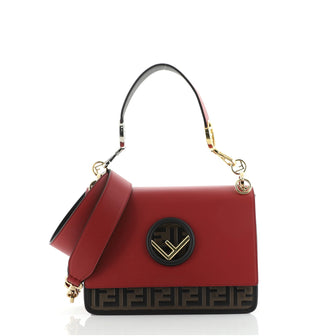 Fendi Kan I F Shoulder Bag Leather with Zucca Embossed Detail Medium