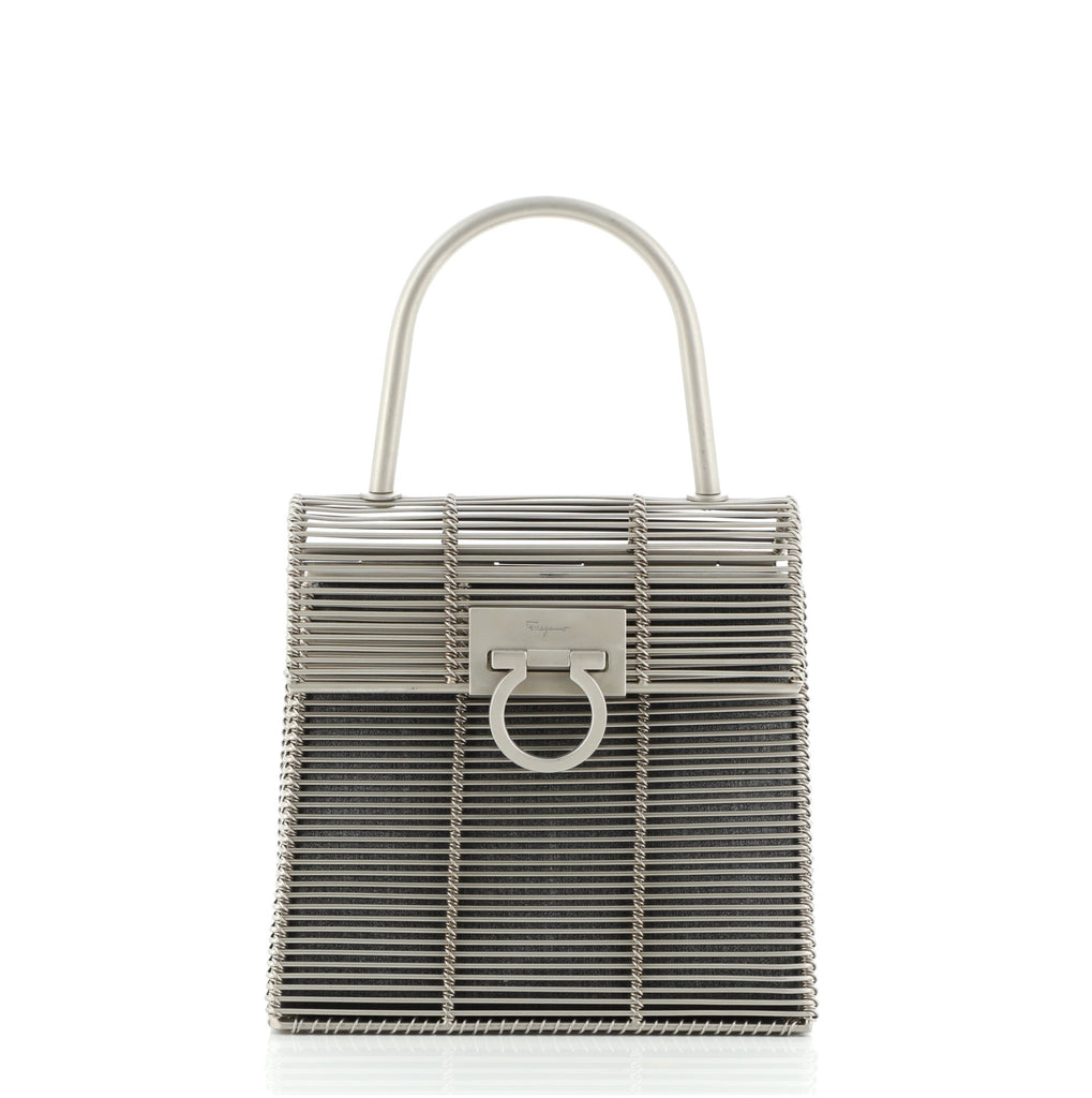 Salvatore Ferragamo Vintage Gancini Cage Top Handle Bag Metal
