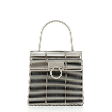 Salvatore Ferragamo Vintage Gancini Cage Top Handle Bag Metal Small