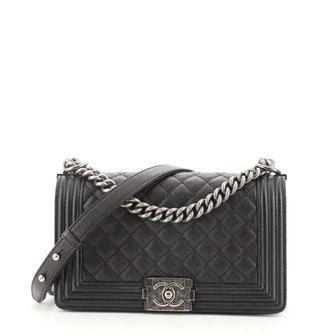 Chanel Boy Flap Bag Quilted Caviar Old Medium