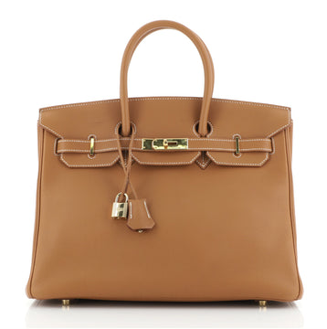 Hermes Birkin Handbag Brown Togo with Gold Hardware 35