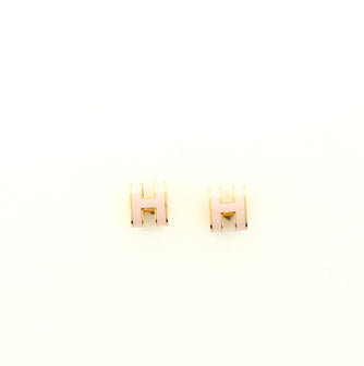 Hermes Pop H Stud Earrings Plated Metal with Enamel