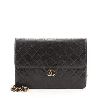 Chanel Vintage Clutch with Chain Quilted Leather Medium