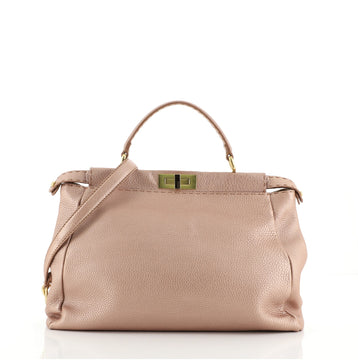 Fendi Selleria Peekaboo Bag Metallic Leather Large