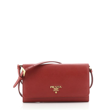 Prada Wallet on Strap Saffiano Leather Small
