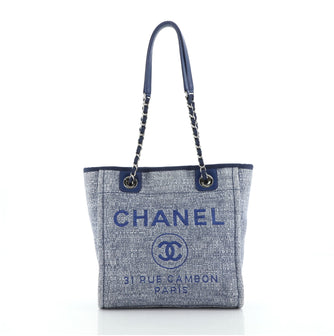Chanel North South Deauville Tote Raffia with Glitter Detail Small
