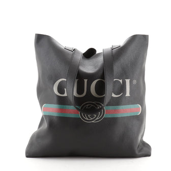 Gucci Logo Tote Printed Leather Large