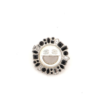 Chanel CC Smile Brooch Crystal Resin Metal