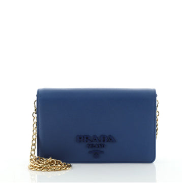 Prada Monochrome Chain Flap Bag Saffiano Leather Small