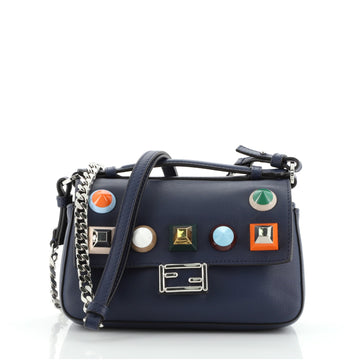 Fendi Double Baguette Studded Leather Micro