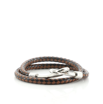 Hermes Jumbo Hook Choker Necklace Woven Leather and Metal