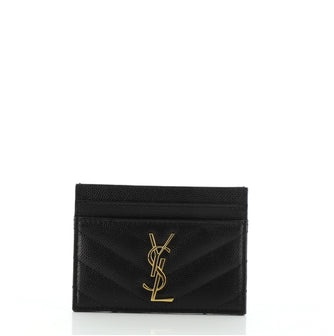 Saint Laurent Classic Monogram Card Holder Matelasse Chevron Leather