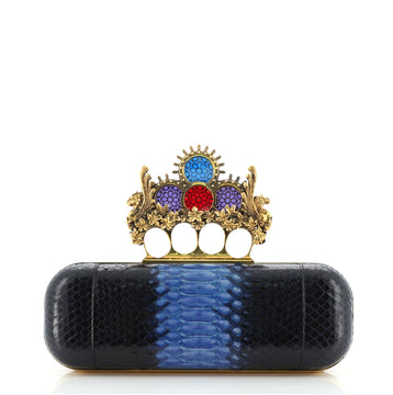 Alexander McQueen Knuckle Box Clutch Python Long