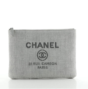 Chanel Deauville Pouch Raffia Medium