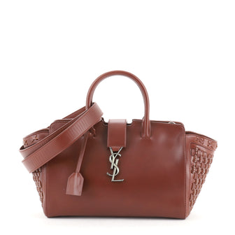 Saint Laurent Monogram Cabas Downtown Leather with Woven Detail Baby