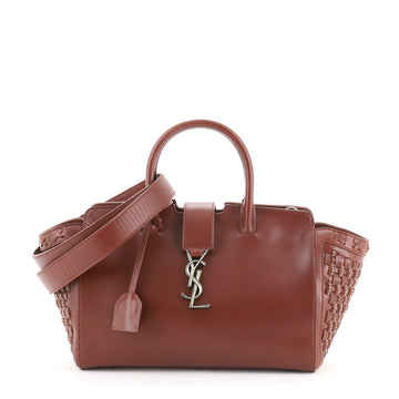Saint Laurent Monogram Cabas Downtown Leather with Woven Detail Baby