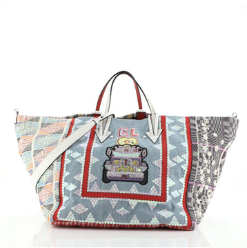 Christian Louboutin Caba Tote Motif Embroidered Jacquard Large