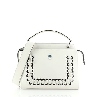Fendi DotCom Click Top Handle Bag Leather with Whipstitch Detail Medium