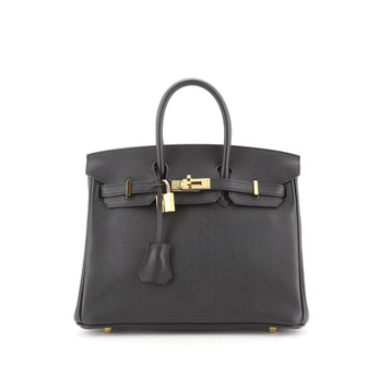 Hermes Birkin Handbag Black Novillo with Gold Hardware 25