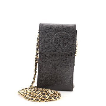 Chanel Vintage CC Phone Holder Crossbody Bag Caviar