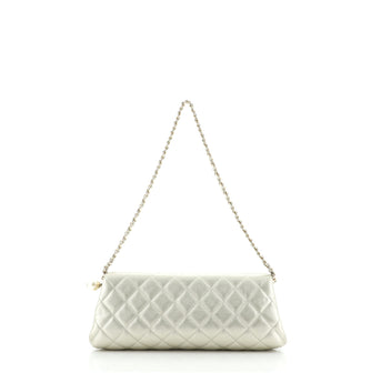 Chanel Pearl Chain Clutch Quilted Caviar