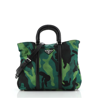 Prada Camouflage Convertible Tote Tessuto with Leather Medium