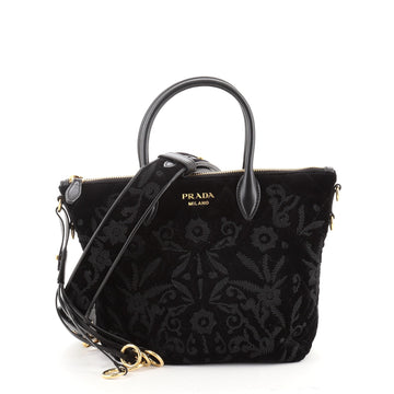 Prada Corsaire Zip Tote Embroidered Quilted Velvet Small