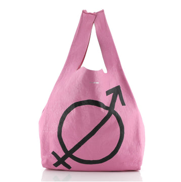 Balenciaga Supermarket Shopper Bag Plaid Printed Leather Medium