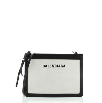 Balenciaga Navy Pochette S Canvas and Leather