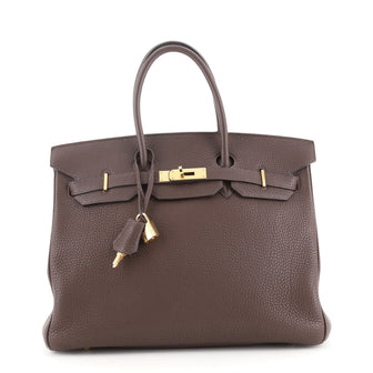 Hermes Birkin Handbag Brown Togo with Gold Hardware 35