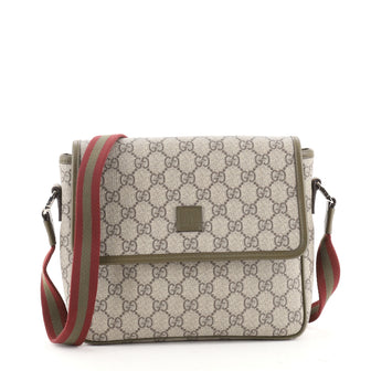 Gucci Kid's Web Strap Flap Messenger Bag GG Coated Canvas Small