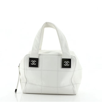 Chanel Square Stitch Bowler Bag Quilted Caviar Small